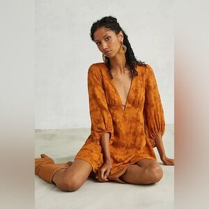 Anthropologie Burnt Orange Textured Dress